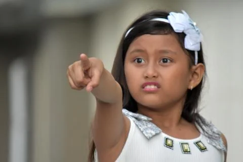 Cute Diverse Tween Pointing Stock Photos