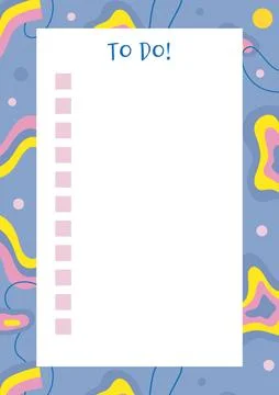 Cute to do list, with abstract shapes and doodles, cartoon style. Trendy mode Stock Illustration