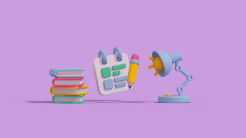 Cute to do list and pencil minimal cartoony 3D render animation Stock Footage 220788049