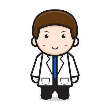 Cute doctor character cartoon vector icon illustration イラスト素材