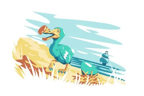 Cute dodo bird with egg Stock Illustration