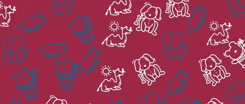 Cute Dog and Camel Pattern Animation on Red Background Video stock 346947034