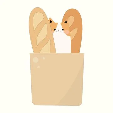 Cute dog in a bag of bread Stock Illustration