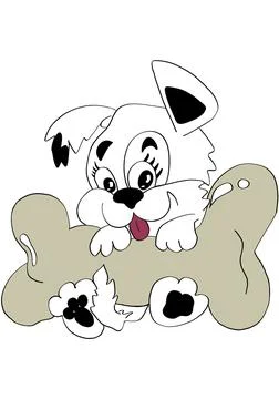 Cute dog with bone Stock Illustration