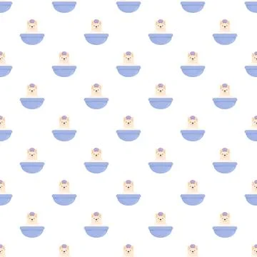 Cute dog character taking bath seamless pattern Stock Illustration