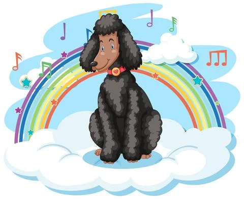 Cute dog on the cloud with rainbow イラスト素材