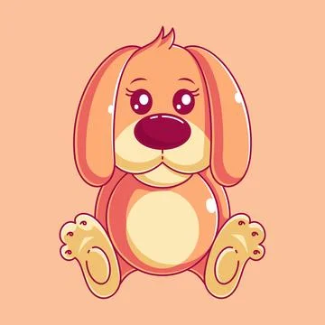 Cute dog doll sitting alone cartoon style Stock Illustration