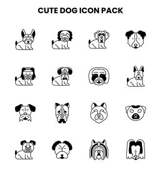 Cute Dog DuoTone Vector Icons Pack Illustrazione stock