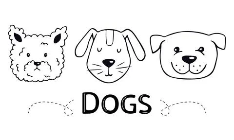 Cute dog faces in doodle style. Vector illustration Stock Illustration