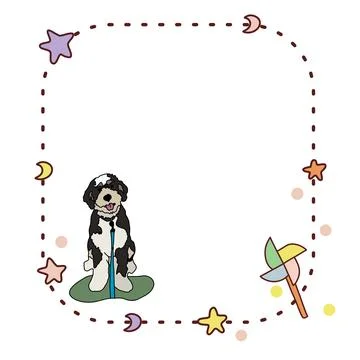 Cute dog in grass, friendly pets. Stock Illustration