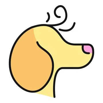 Cute dog head illustration facing right Stock Illustration