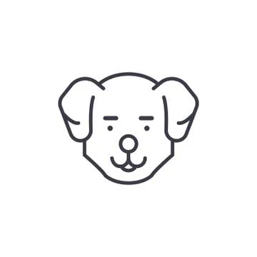 Cute dog head vector line icon, sign, illustration on background, editable Stock-Illustration