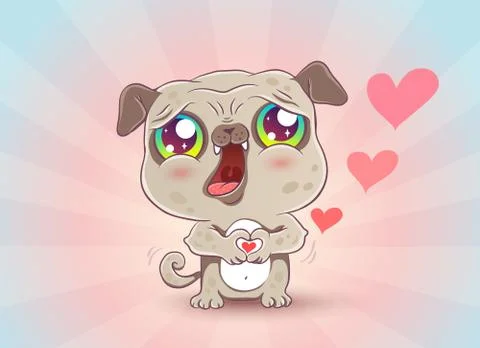 Cute dog with hearts Illustrazione stock