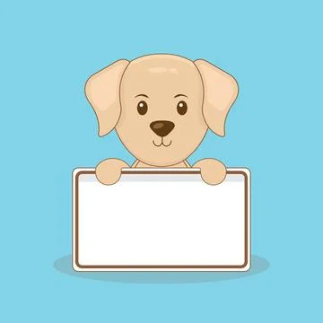 Cute Dog Holding Blank Text Board Stock Illustration