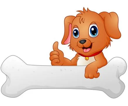 Cute dog with holding bone Ilustração Stock