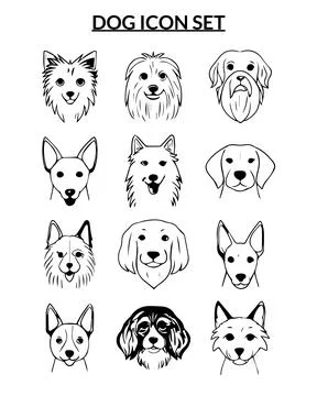Cute Dog Icon Set for Design Projects 스톡 일러스트