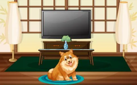 A cute dog inside the house 库存插图