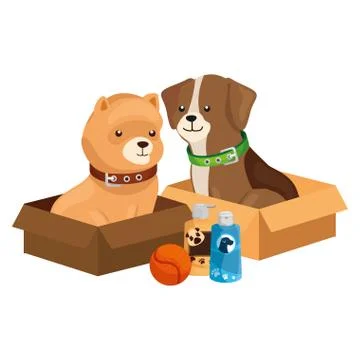 Cute dog with objects for care Stock Illustration