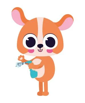 Cute dog with one atomizer Stock Illustration