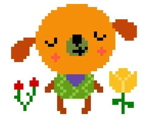 Cute dog pattern. Pixel dog image for 8 bit game assets. Illustrazione stock