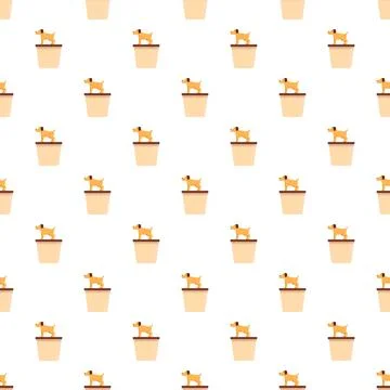 Cute dog pattern repeating over coffee cups seamless design Stock Illustration