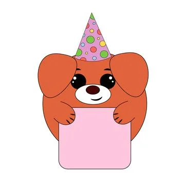 Cute Dog with poster without text in color for congratulation Illustrazione stock