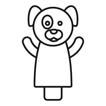 Cute dog puppet waving its paws and smiling happily Stock Illustration