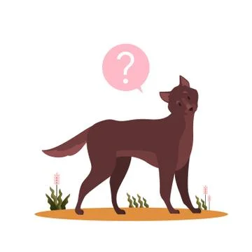 Cute dog with question mark. Shepherd with confusion emotion. Stock Illustration