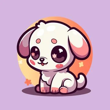 Cute dog with a round circle on the front. Stock Illustration