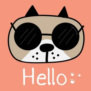 Cute Dog With Say Hello. Vector Illustration Background. Stock Illustration