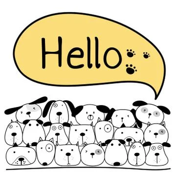 Cute Dog With Say Hello. Vector Illustration Background. Stock Illustration