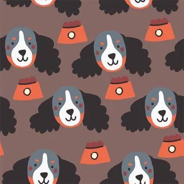 Cute dog seamless background repeating pattern, wallpaper background, cute Stock Illustration
