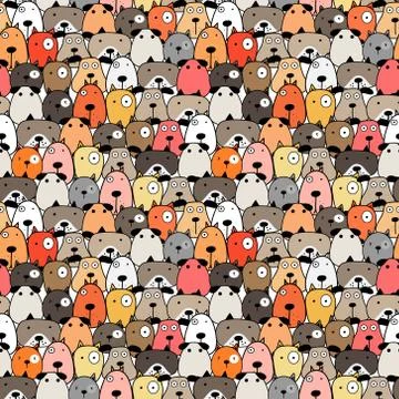 Cute dog seamless pattern background. Vector illustration. Stock Illustration