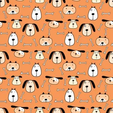 Cute dog seamless pattern background. Vector illustration. Stock Illustration