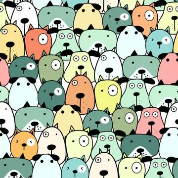 Cute dog seamless pattern background. Vector illustration. Stock Illustration