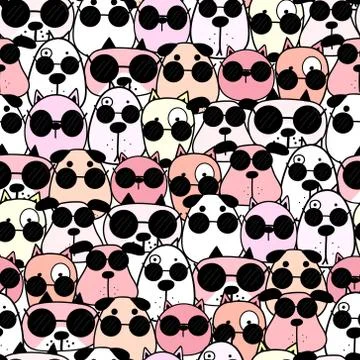 Cute dog seamless pattern background. Vector illustration. Stock Illustration