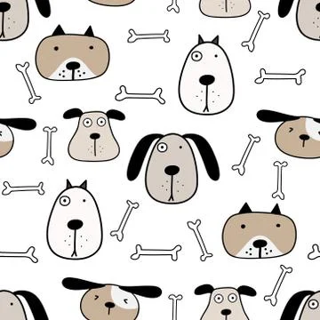 Cute dog seamless pattern background. Vector illustration. Stock Illustration