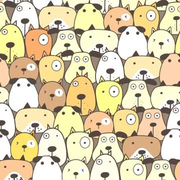 Cute dog seamless pattern background. Vector illustration. Stock Illustration