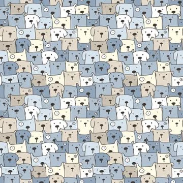 Cute dog seamless pattern background. Vector illustration. Stock Illustration