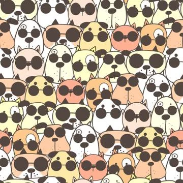 Cute dog seamless pattern background. Vector illustration. Stock Illustration