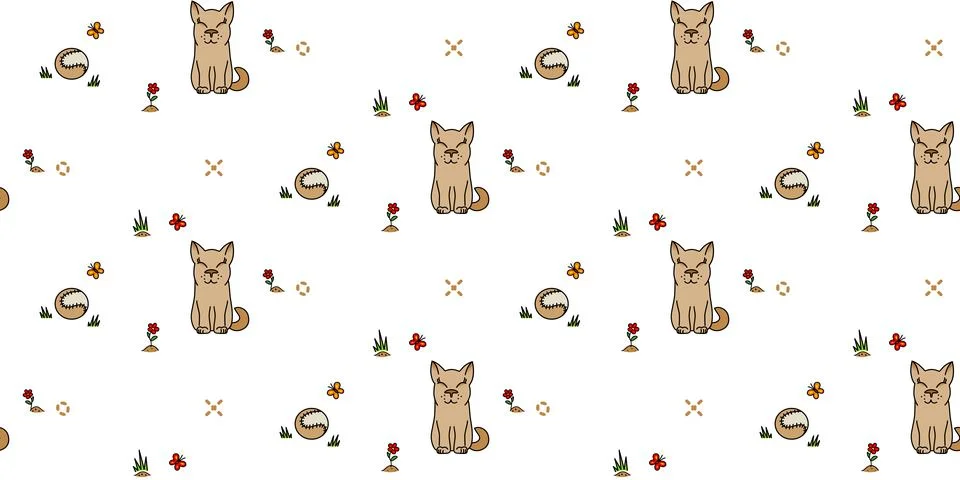 Cute dog seamless pattern. Creative kids texture with funny animals for textile Stock-Illustration