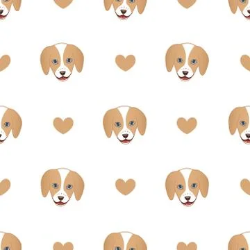 Cute Dog Seamless Pattern Vector Stock Illustration