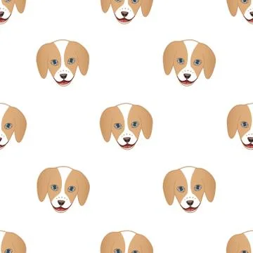 Cute Dog Seamless Pattern Vector Stock Illustration