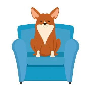 Cute dog in sofa character Stock-Illustration
