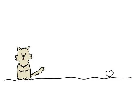 Cute dog template with copy space, line and heart, pet love symbol Stock Illustration