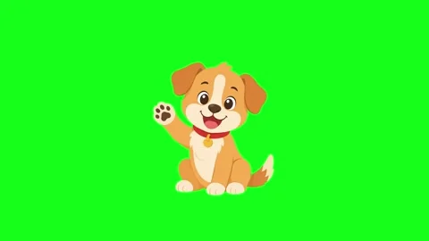 Cute dog waving hello, 2D vector animation, green screen Stock Footage 339596320