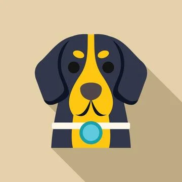Cute dog wearing collar with identification tag, illustration Stock Illustration