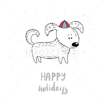 Cute Dog Winter Holidays Greeting Card