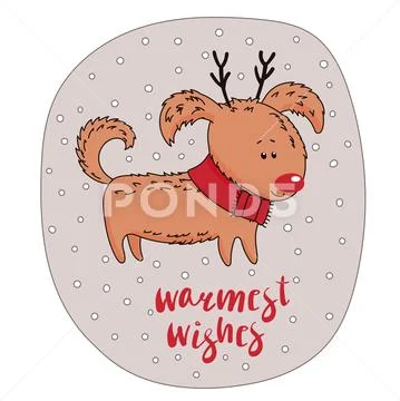 Cute dog winter holidays greeting card Stock Illustration