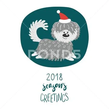 Cute dog winter holidays greeting card Stock Illustration